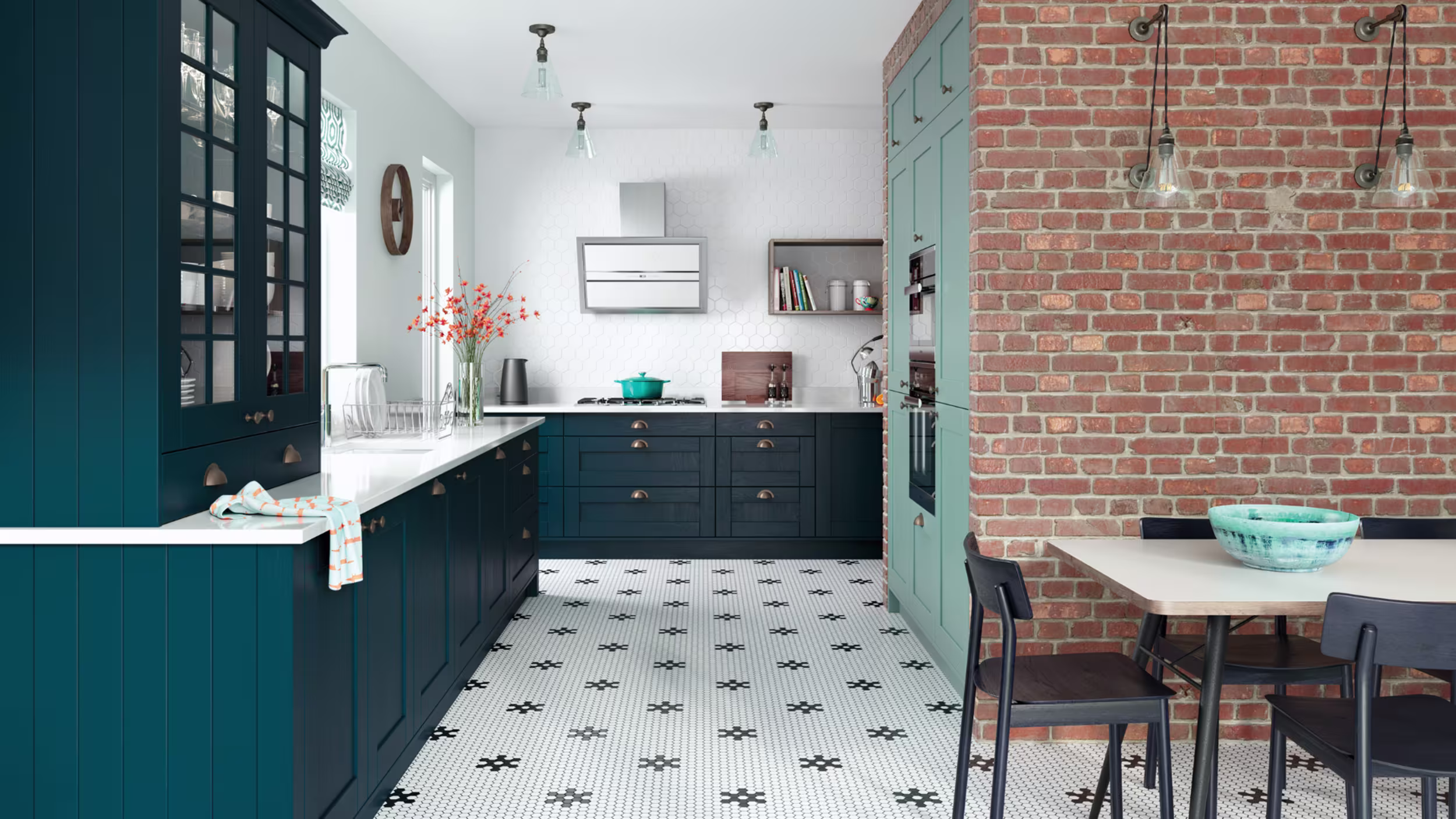 dark blue shaker kitchen 
